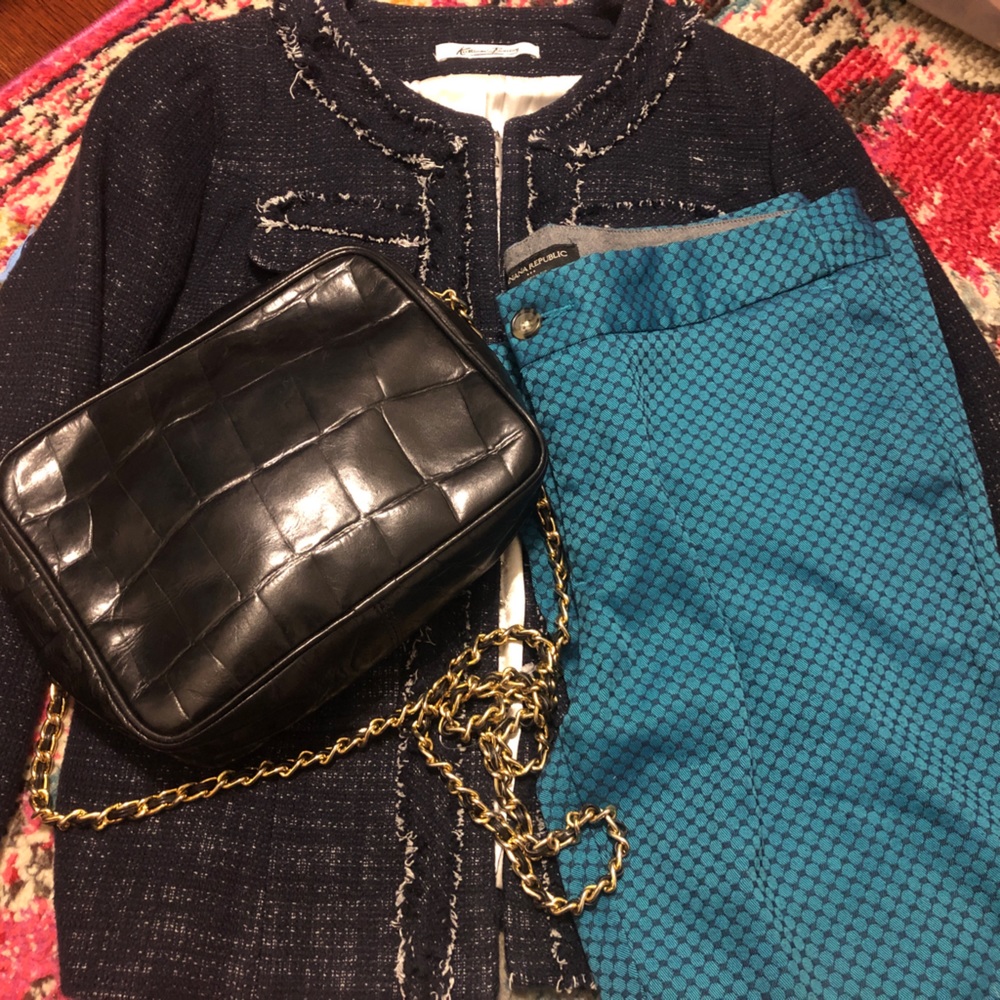 Camera bag in Leather and Leopard with Chain Crossbody Strap